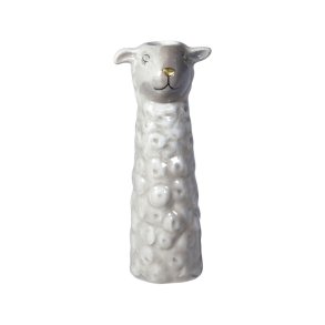  Vase Får Keramik 13 cm Grå I 