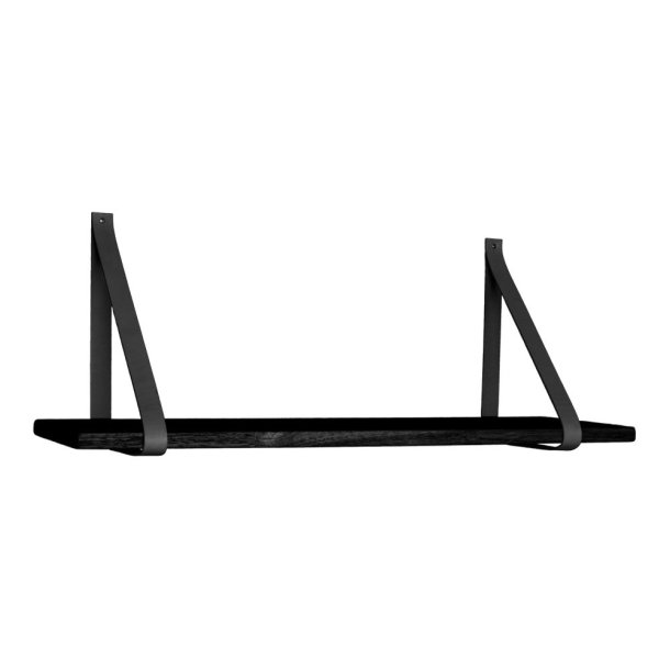House Nordic Forno Hylde sort med sorte lderstropper 120x20 cm