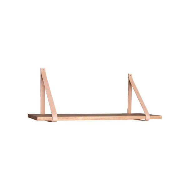 House Nordic Forno Hylde med brune lderstropper 80x20 cm
