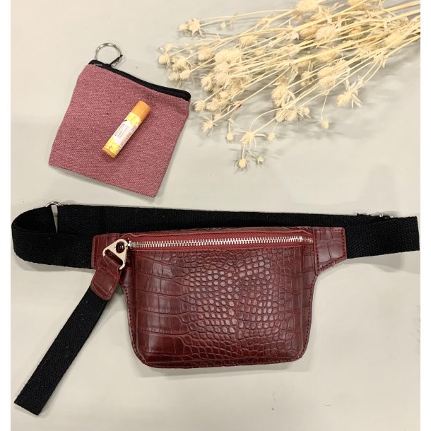 Skrtaske / Bumbag med kroko look Bordeaux
