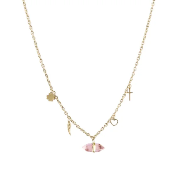 Halskde med Charms og Krystal 14K guldbelagt I MillaVanilla
