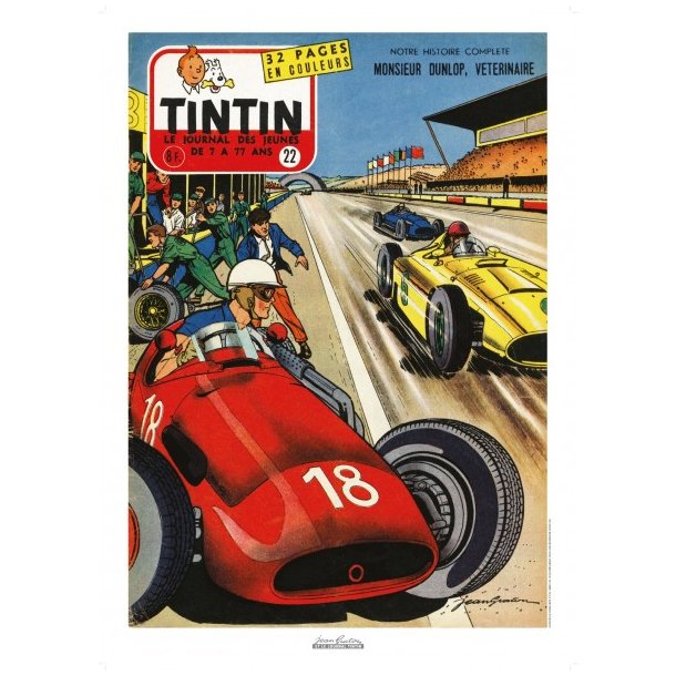 Jean Graton & Le Journal Tintin 1957 N22 Mr. Dunlop vtrinaire Limited edition 50 x 70 cm