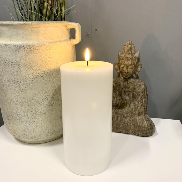 LED Bloklys 7,5 x 20 cm Hvide | Deluxe Homeart