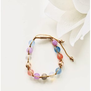 Armbånd Rosa halvædelsten knyttet