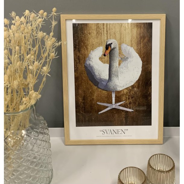 Grafisk fortolkning af Svanen - 40x30cm Plakat med ramme
