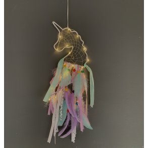 Drømmefanger unicorn med lyskæde I MillaVanilla