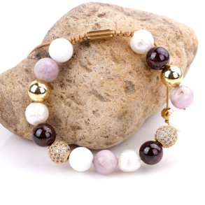 Knyttet armbånd naturlige sten 10mm Rosa