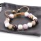 Knyttet armbnd naturlige sten 10mm Rosa