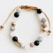 Knyttet armbnd naturlige sten 10mm Sort/Rosa/Gr I MillaVanilla