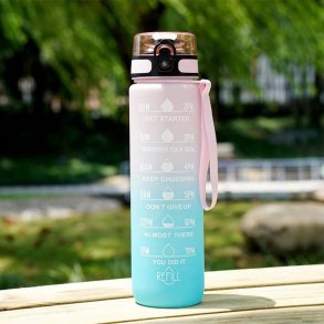 Vandflaske Motivation rosa/mint 1L