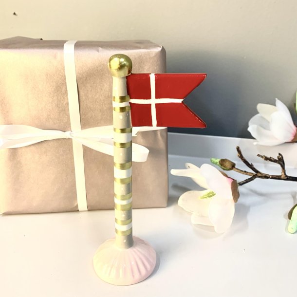Keramik flag hndlavede 19 cm Rosa / Sand