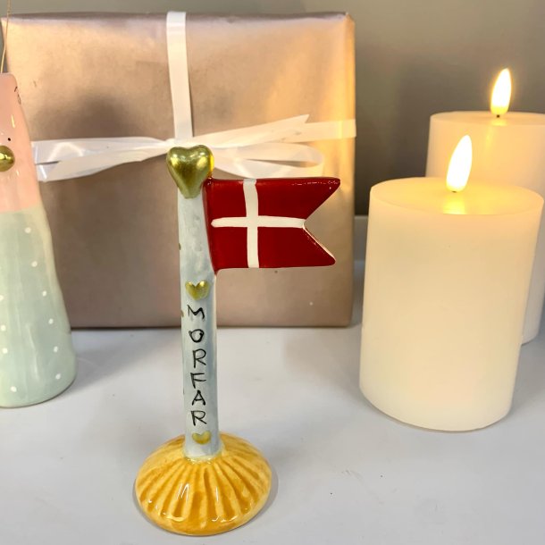 Keramik flag MORFAR 14 cm Sennepsgul