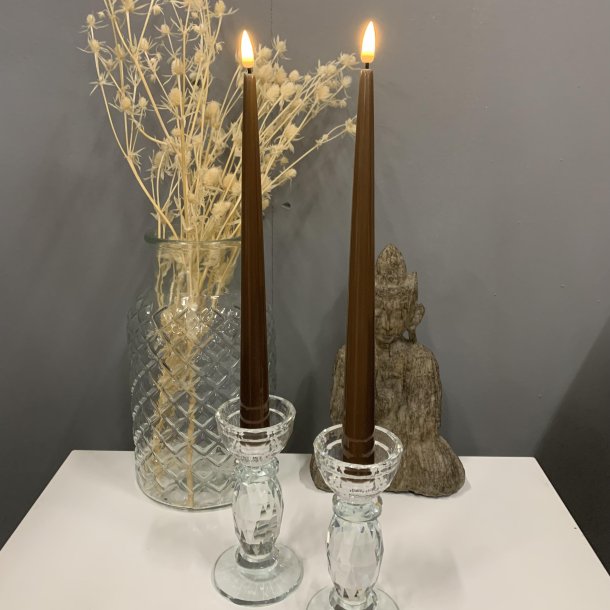 LED Kertelys med Lak 2 stk 28 cm caramel | Deluxe Homeart