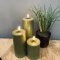 LED Bloklys 7,5 x 15 cm lys oliven grn | Deluxe Homeart