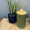 LED Bloklys 7,5 x 15 cm lys oliven grn | Deluxe Homeart