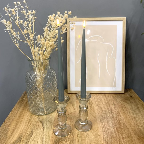 LED Kertelys med Lak 2 stk 28 cm Salvie Grn| Deluxe Homeart