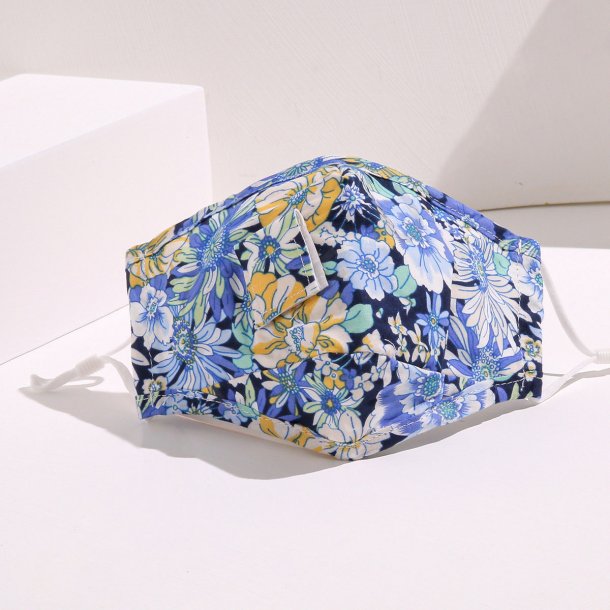 Stof mundbind bl blomster 