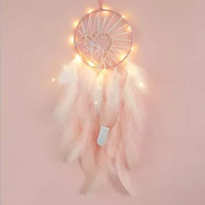 Drømmefanger  Rosa hjerte med LED lys