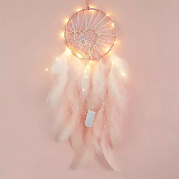 Drmmefanger  Rosa hjerte med LED lys