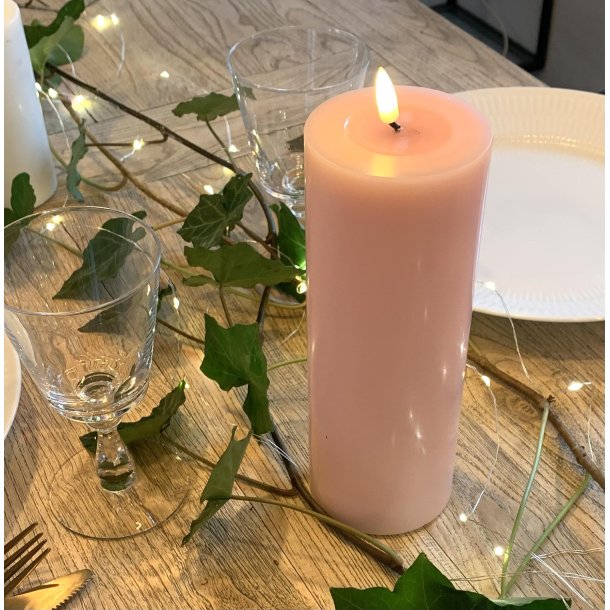 LED Bloklys 7,5 x 20 cm lys rosa | Deluxe Homeart