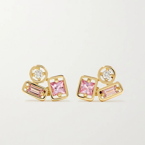 restikkere med rosa zirkonia Sterlingslv/guldbelagt I MillaVanilla