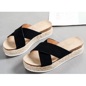 Sandal kryds med plateau Sort I MillaVanilla